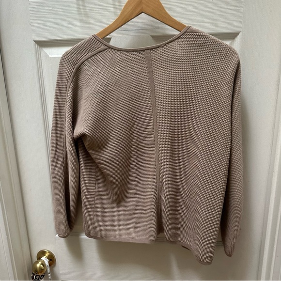 Eileen Fisher Beige Tan Open-Front Cardigan Sweater cropped XS waffle - Picture 3 of 6